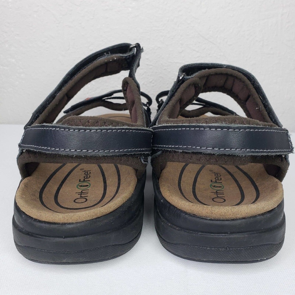 Orthofeet Black Cambria Diabetic Sandals Mens Comfort Shoes Walking - Picture 6 of 13